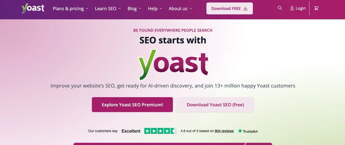 Yoast home page: SEO for WordPress and Shopify, ready for AI-driven discovery