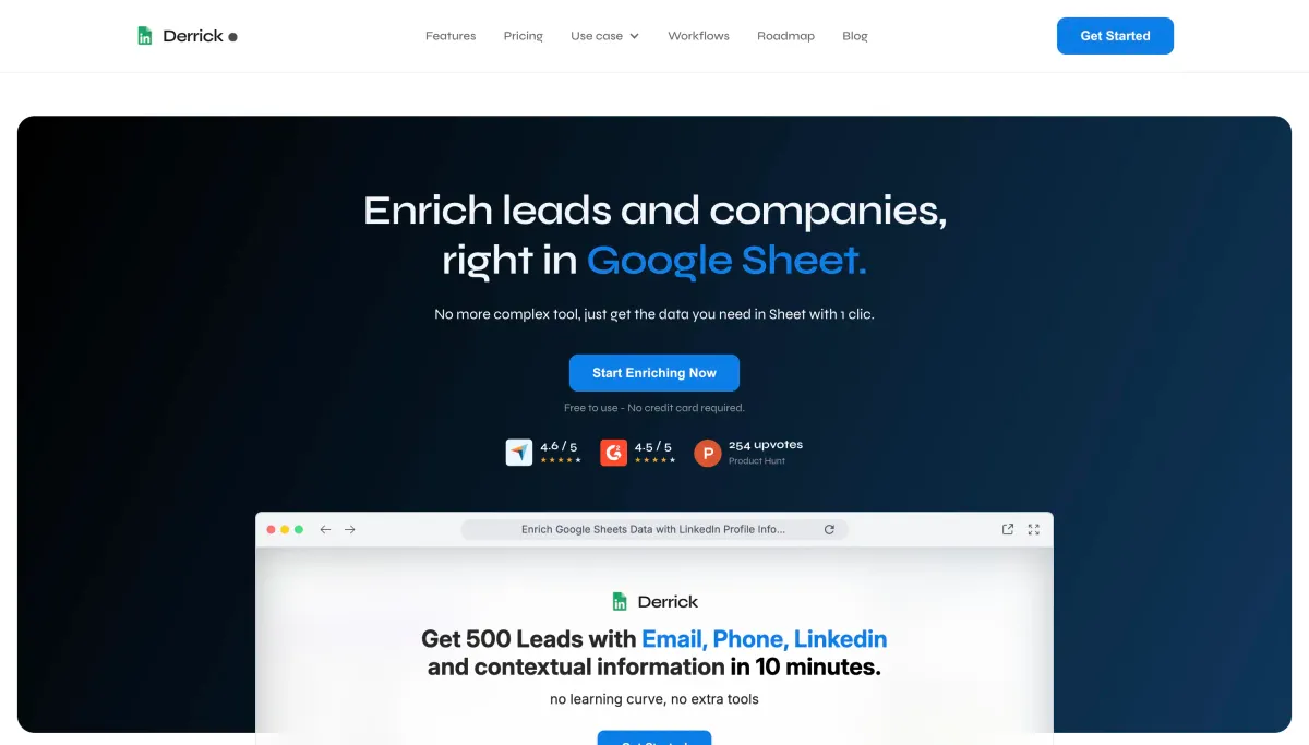 Derrick App  product homepage screenshot