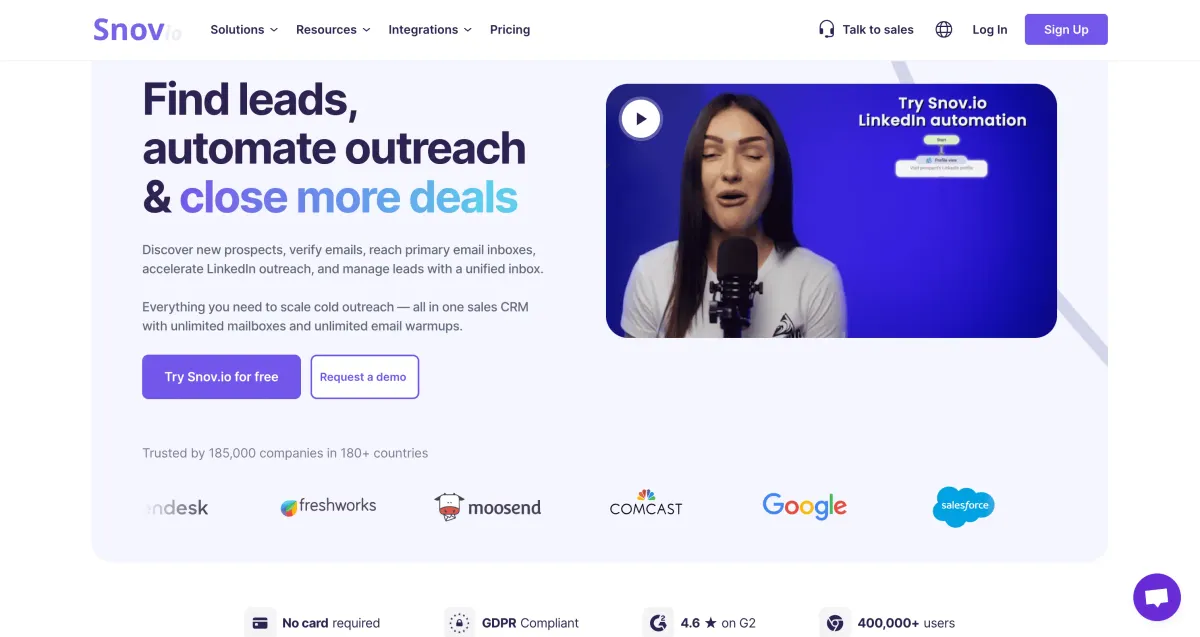 Snov.io  product homepage screenshot