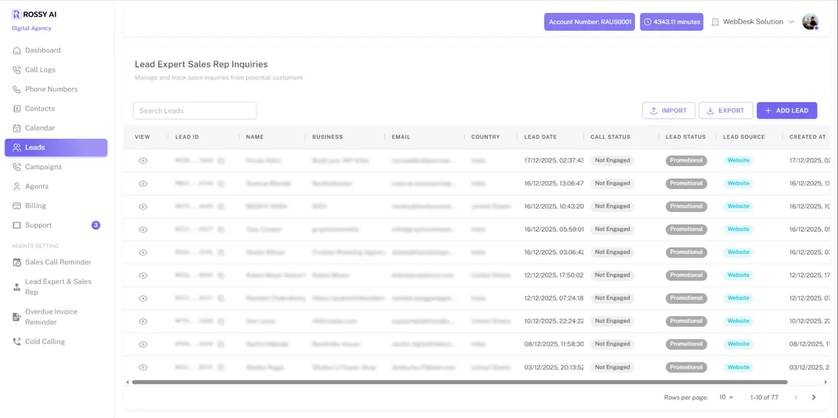 Best AI tool for HVAC Business: Rossy AI  product screenshot