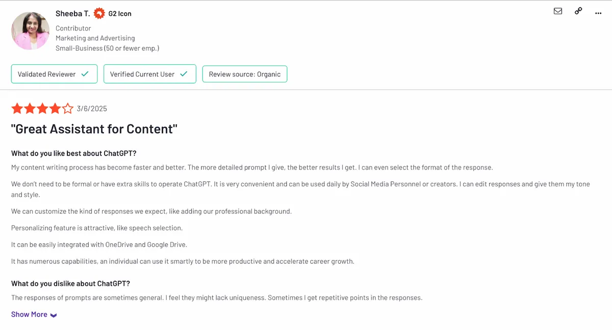 Best AI Chatbot: ChatGPT  product screenshot