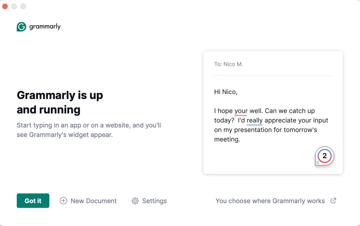 Best AI Spellchecker: Grammarly  product screenshot