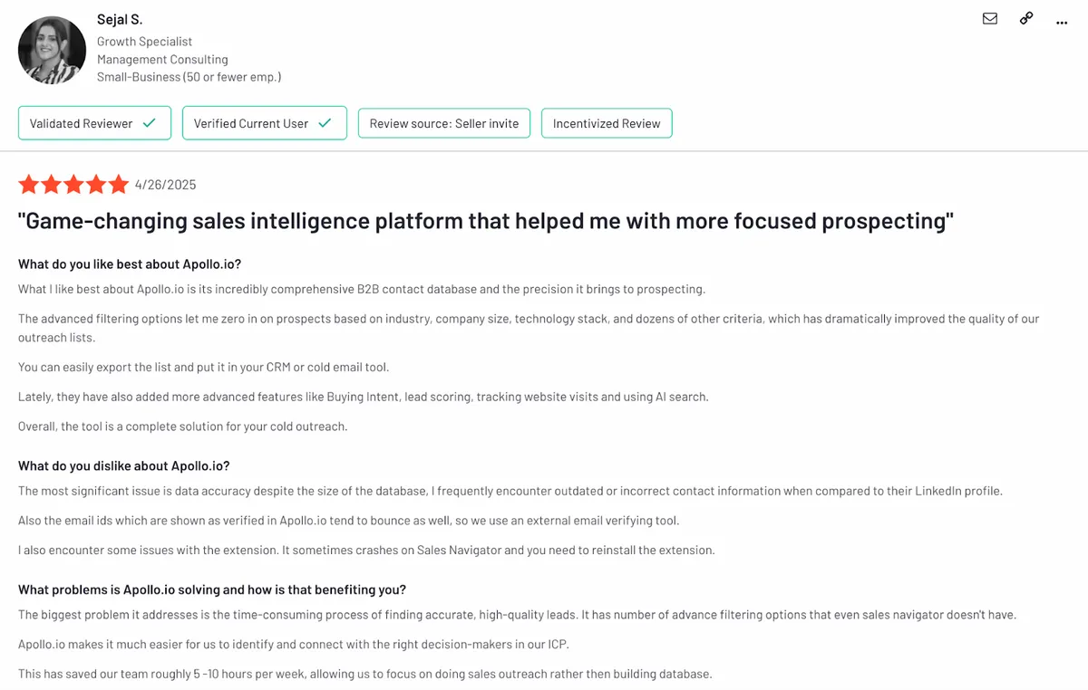 Best AI tool for Contact Enrichment: Apollo.io  product screenshot
