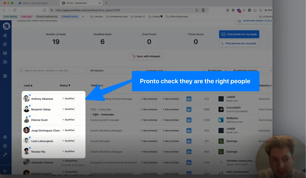 Step 4: Filter and Qualify Prospects product screenshot