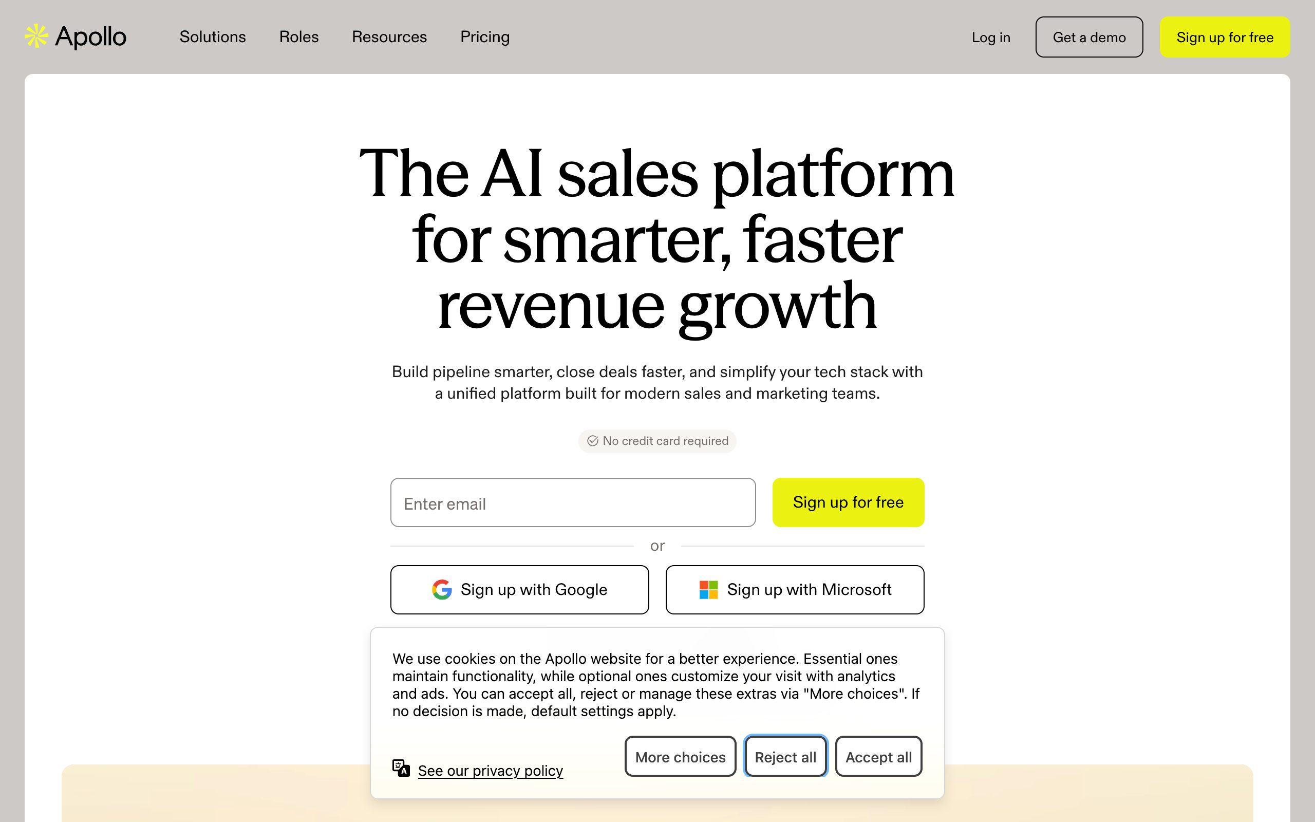 Apollo.io homepage hero