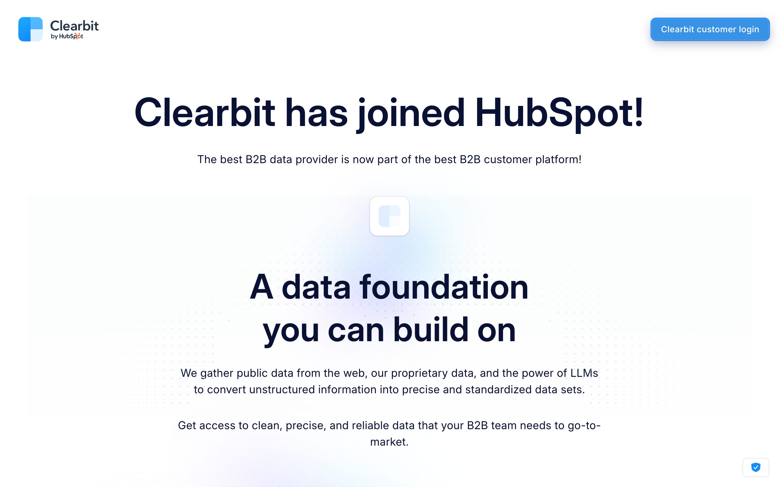 Clearbit (HubSpot Breeze Intelligence) homepage hero