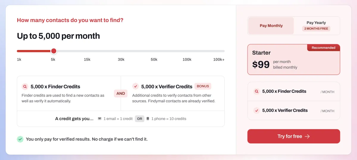Findymail product homepage screenshot