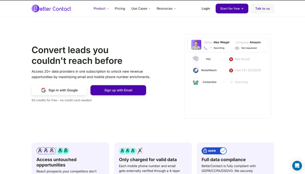 BetterContact – Best Waterfall Alternative After Pipecorn  product screenshot