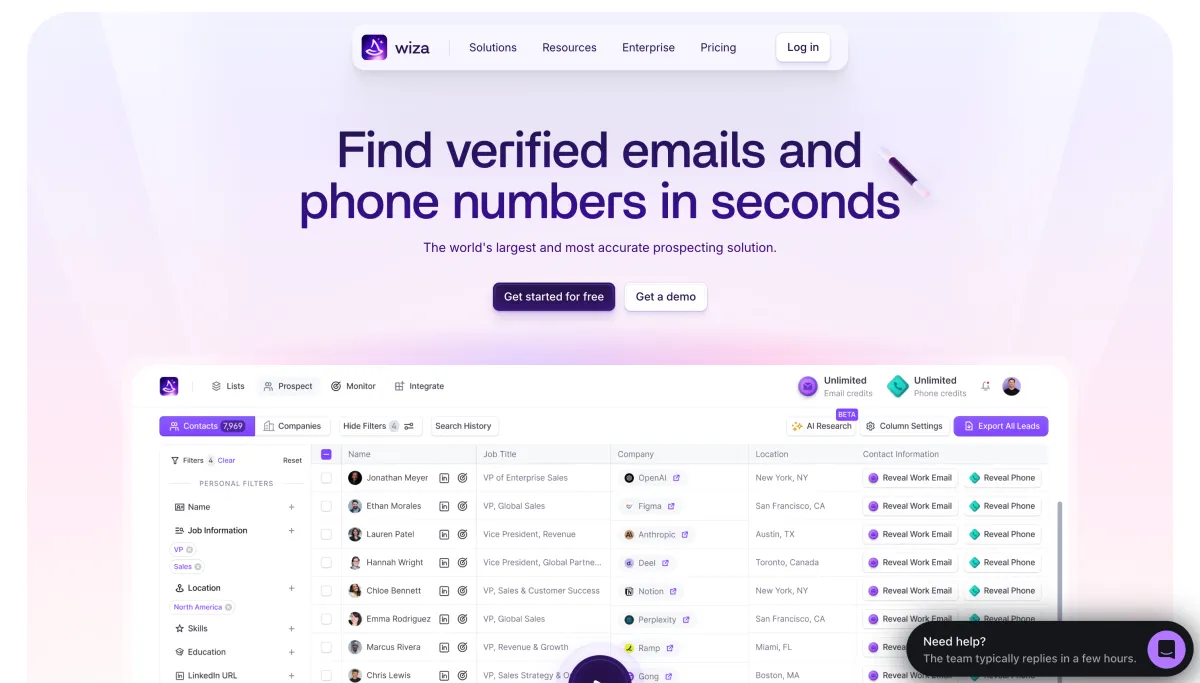 Wiza – Best for LinkedIn Sales Navigator Users  product screenshot